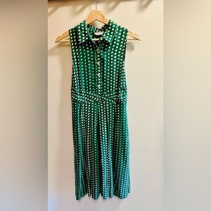 Anthropologie 11-1 TYLHO Green Polka Dot Shirt Dress: XS